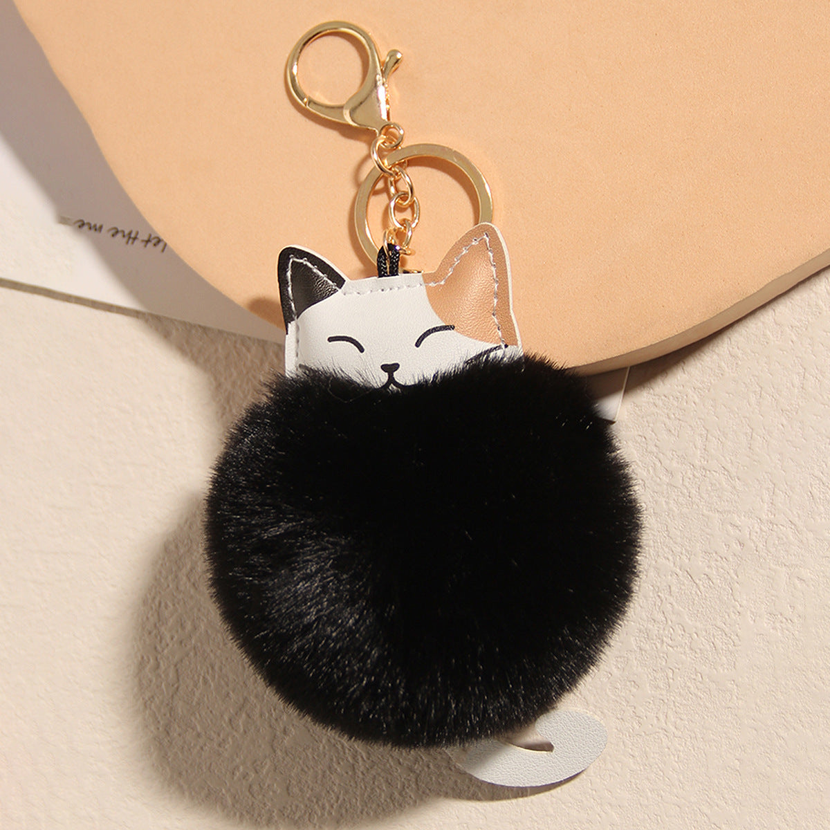 Wholesale Cartoon cat imitation rex rabbit plush ball key chain pendant lucky cat ladies bag car plush accessories