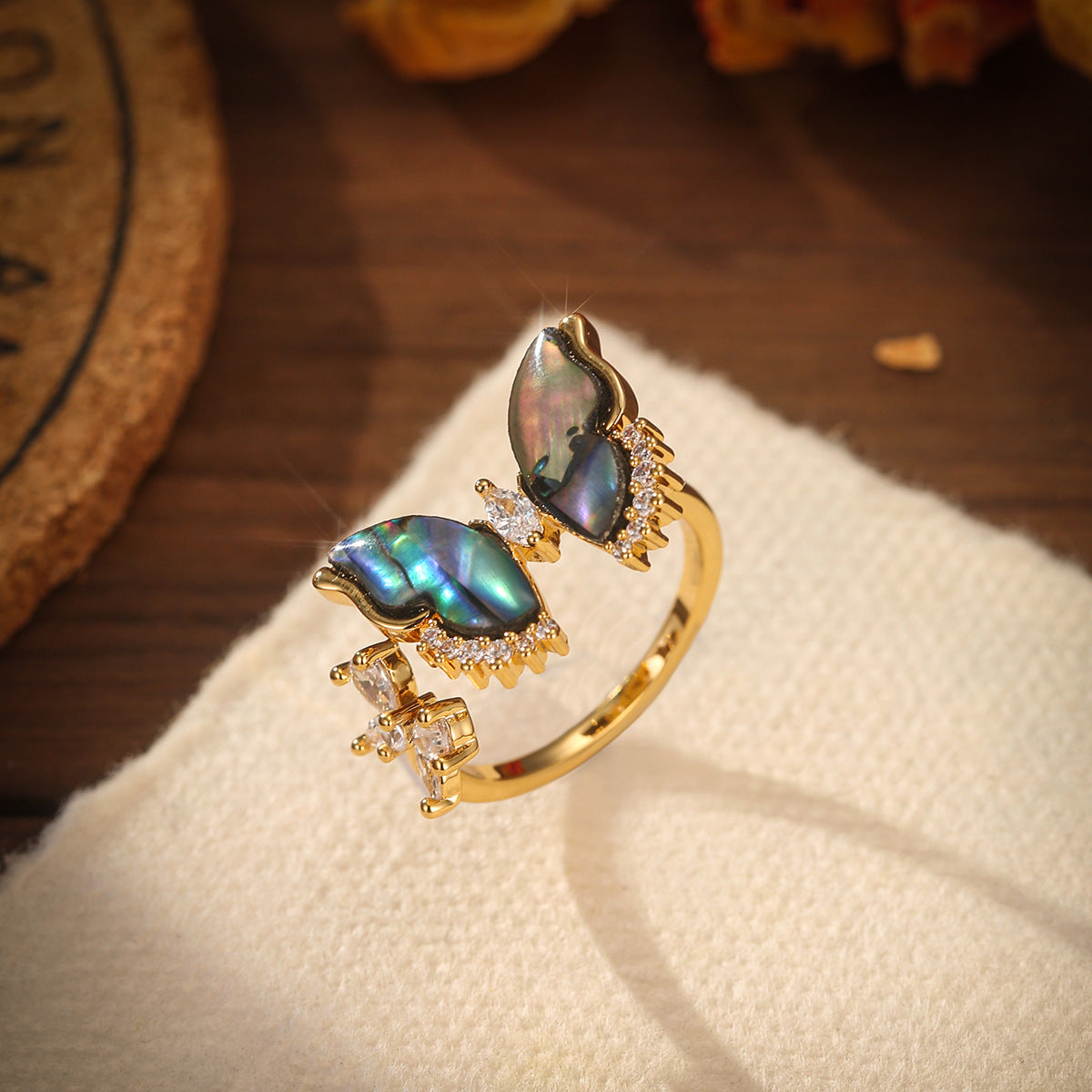 Wholesale Real Pearl Butterfly Ring Opening Ring Adjustable Non-fading Index Finger Ring