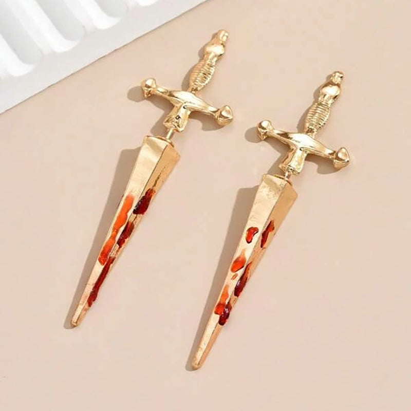 Wholesale Gothic Sword Vintage Cross Blood Dagger Earrings