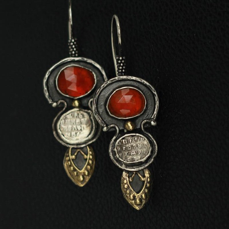 Wholesale Retro Ethnic Teardrop Embossed Alloy Earrings Jewelry Accessory Gift