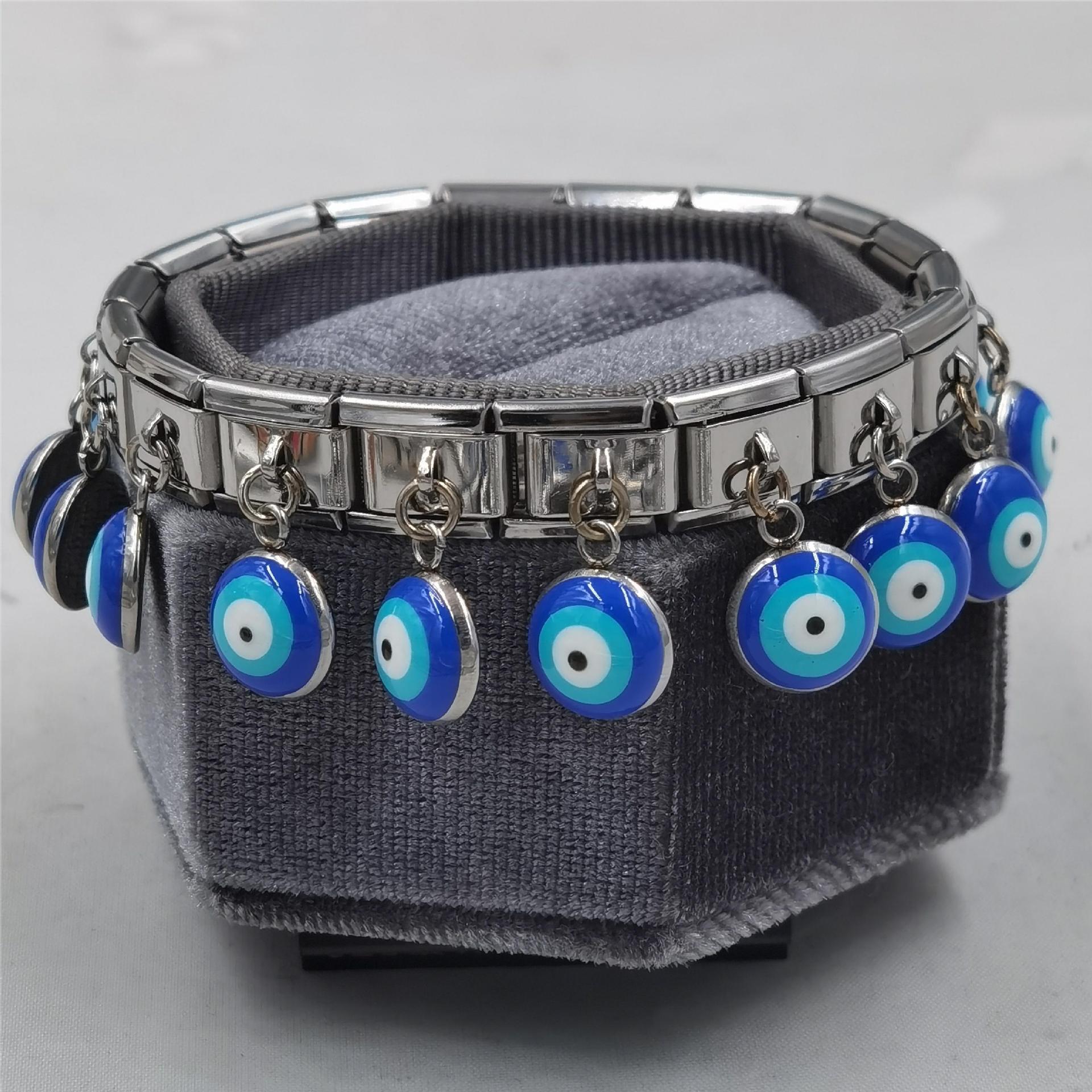 Wholesale Italian Charm Bracelet 9mm DIY Spliced Removable Stainless Steel Devil's Eye Composable Bracelet ACC-BT-XY022