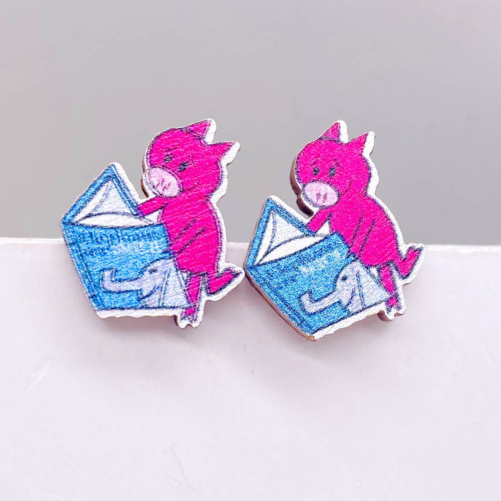 Wholesale  cute elephant Red Dog picture book earrings