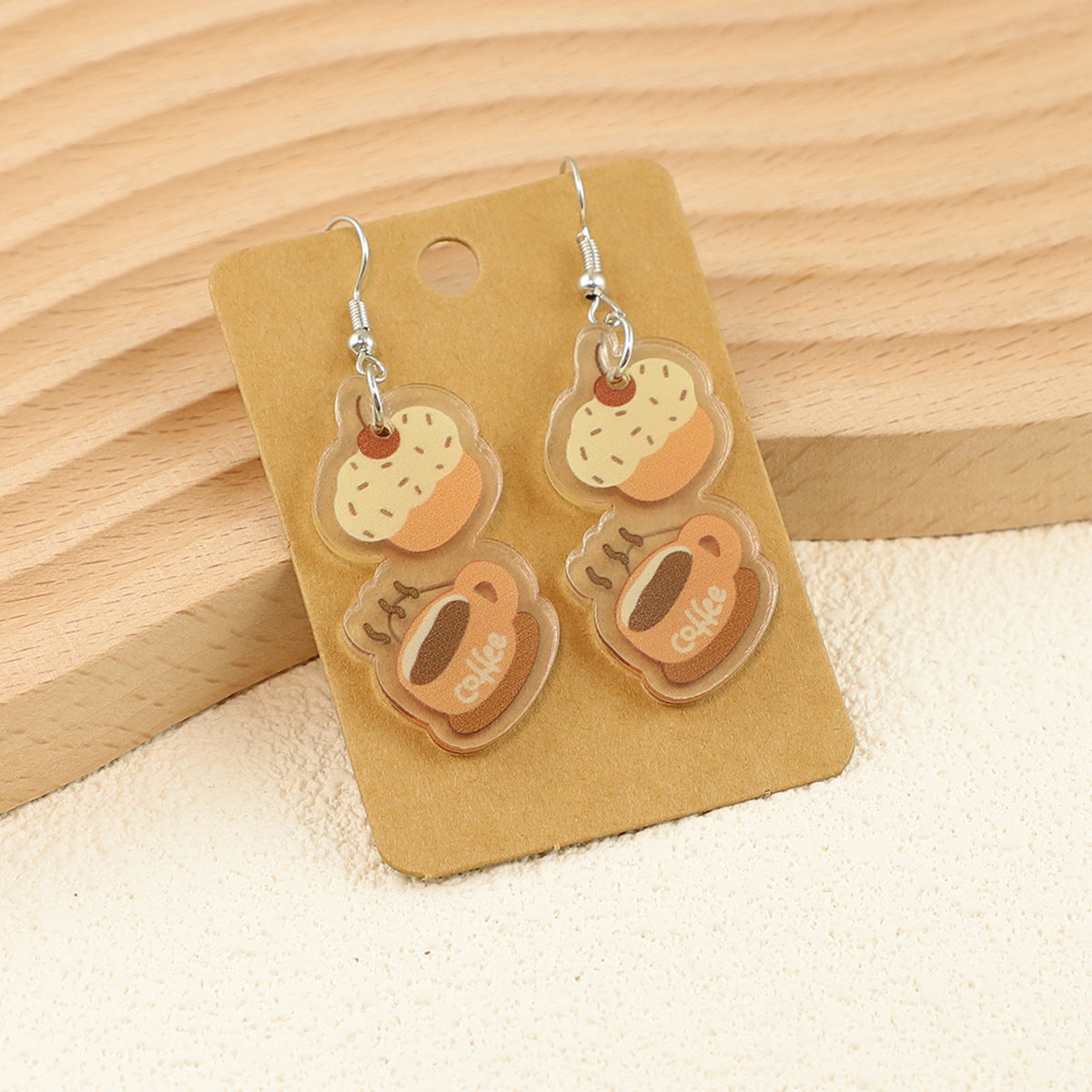 Wholesale Cartoon bread cake big eyes fruit apple cat acrylic earrings