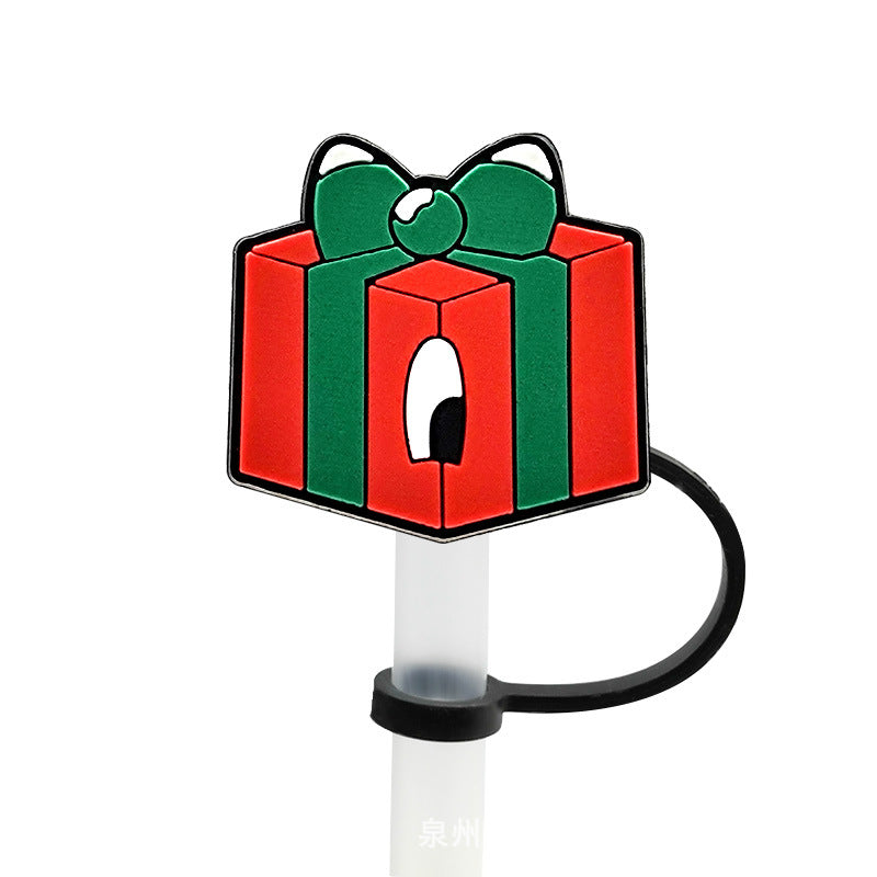 Wholesale 10PCS 7-8mm Straw Tube Cap Love Leopard Pattern Rainbow Cow Pattern PVC Soft Rubber Dust Stopper Cute Straw Decoration ACC-SCR-KuaJ002