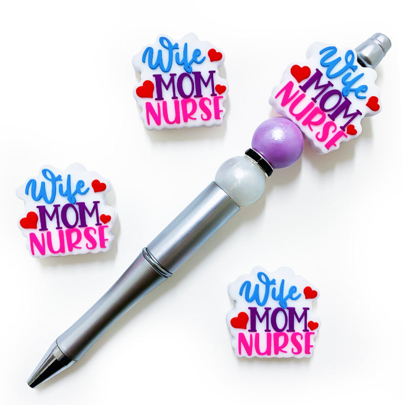 Wholesale 10pcs Nurse Mom Silicone Beads Focal Beads DIY Accessories Mother's Day ACC-BDS-WDX086