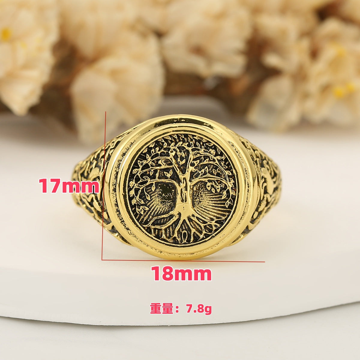 Wholesale Geometric Hollow Pattern Tree of Life Personality Retro Ring