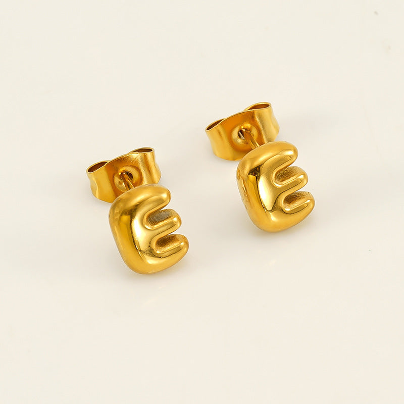 Wholesale 26 Letter Earrings Plated with 18K Gold Mini Letter Earrings Stainless Steel Earrings ACC-ES-ZhongYao008