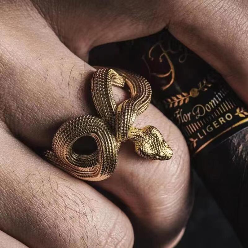 Wholesale Dark Punk Vintage Snake Ring Ancient Silver Alloy Unisex Fashion Accessory Gift