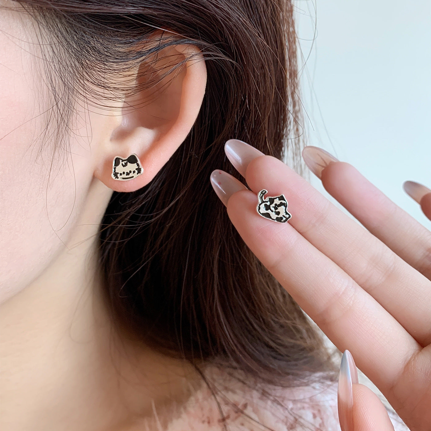 Wholesale Cartoon Cute Small Earrings Set Combination Silver Simple Compact  Earrings