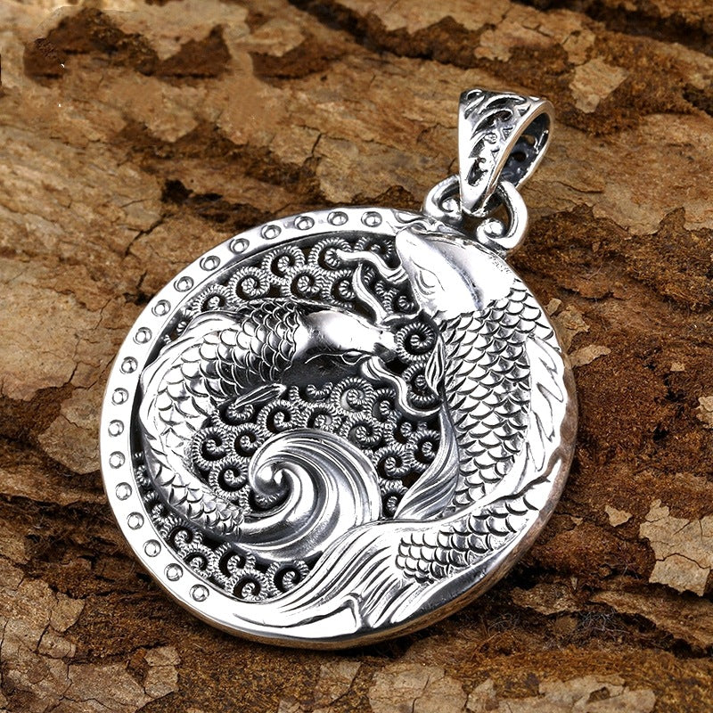 Wholesale double koi lucky pendant ethnic style  necklace