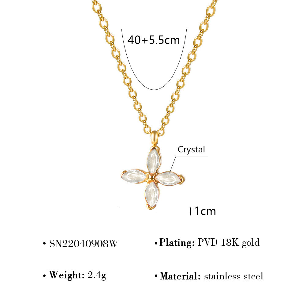 Wholesale retro style disc four-leaf clover pendant stainless steel does not fade necklaces