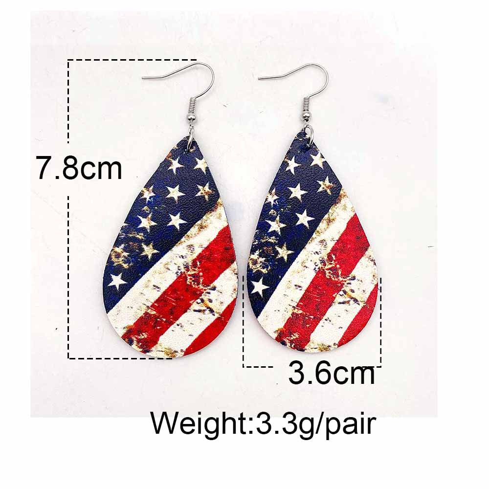 Wholesale Red  Blue and White Teardrop  Leather Western-Style Stud Earrings