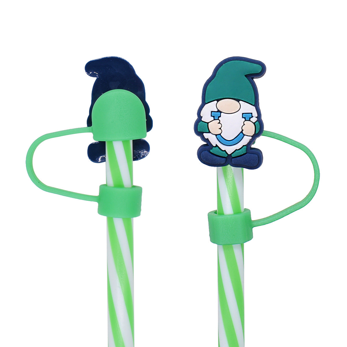 Wholesale Random 100pcs 10mm  PVC St. Patrick's Day Clover Straw Tube Cap