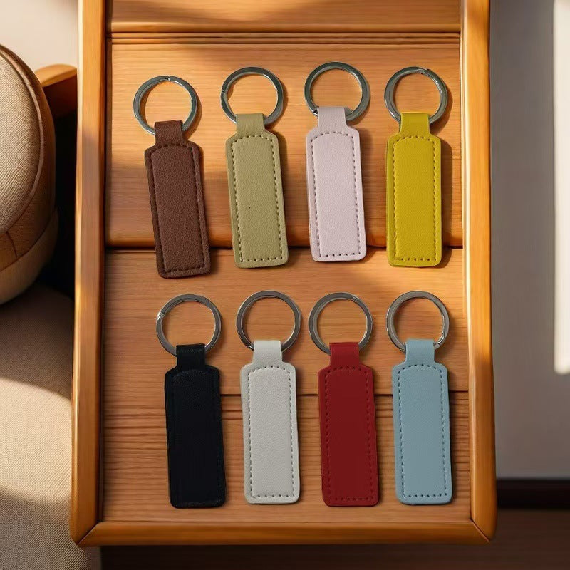 Wholesale Trendy Leather Keychain Car Key Accessory Minimalist Pendant Double Sided ing Everyday Gift