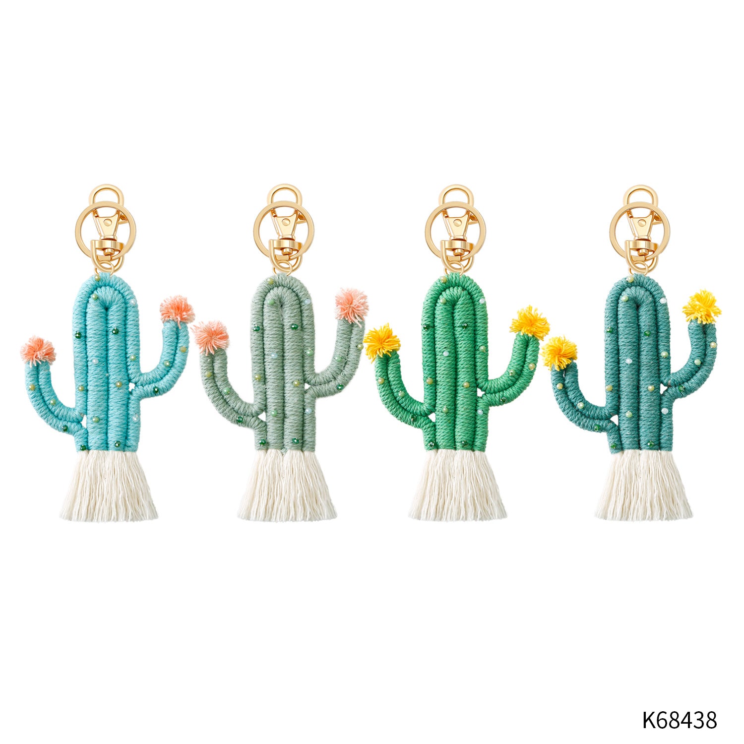 Wholesale cactus keychain bohemian rice beads handwoven ACC-KC-JM001