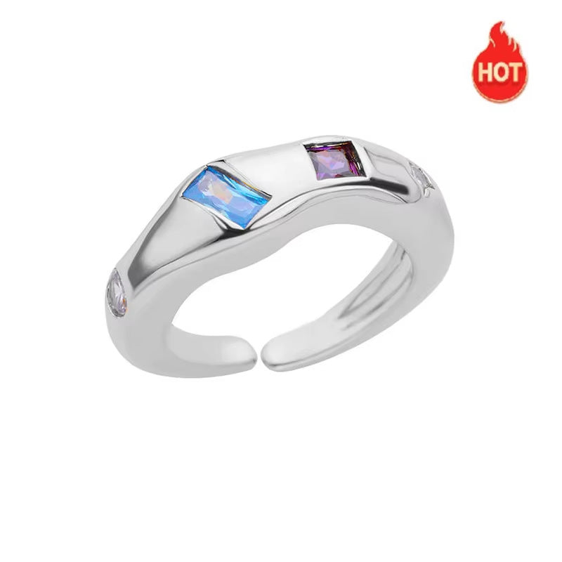 Wholesale Copper ring with colorful zircon stones