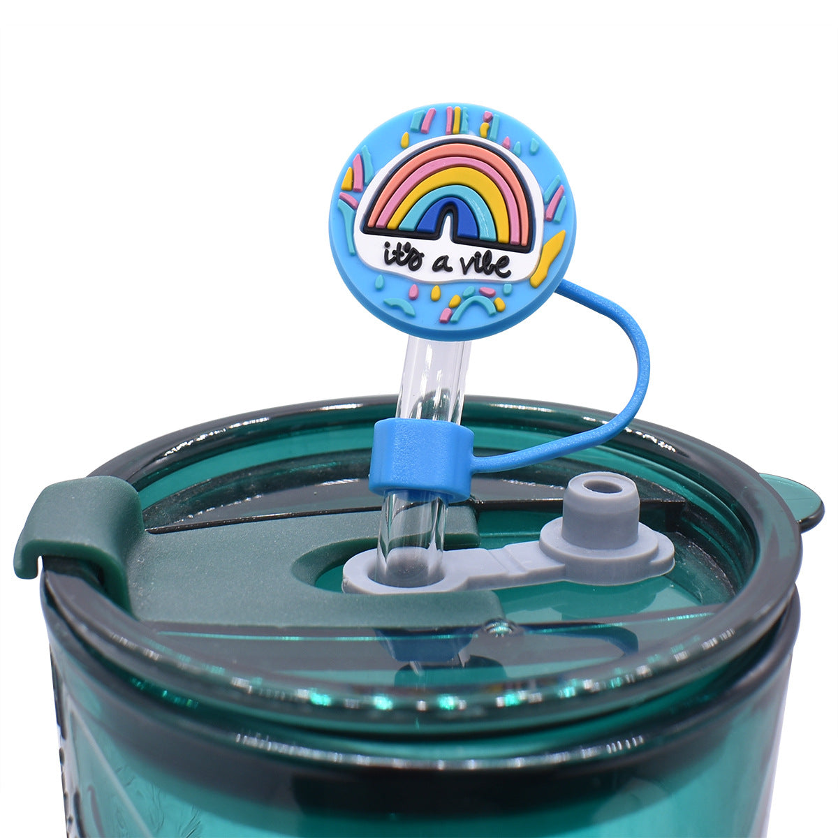 Wholesale Random 100pcs Phrase Series Straw Tube Cap 10mm Soft Glue Straw Decoration Straw Cover ACC-SCR-RYY045