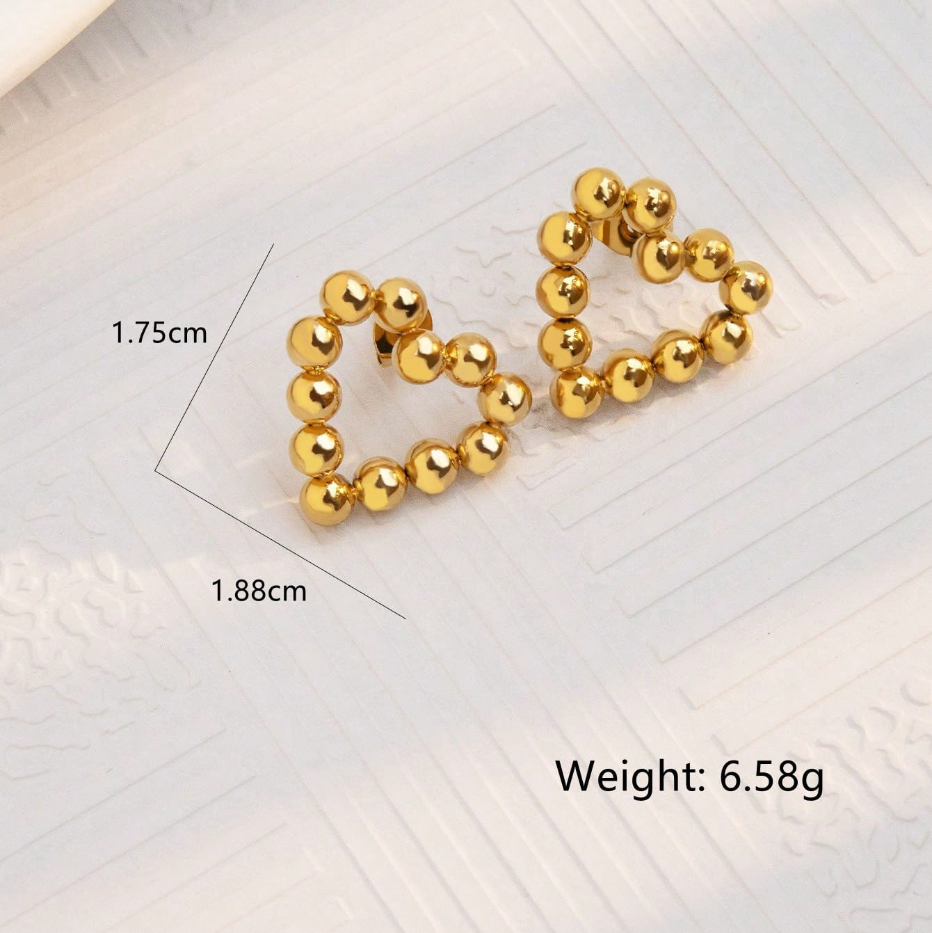 Wholesale stainless steel earrings 18K gold love flowers geometric gold beads earrings
