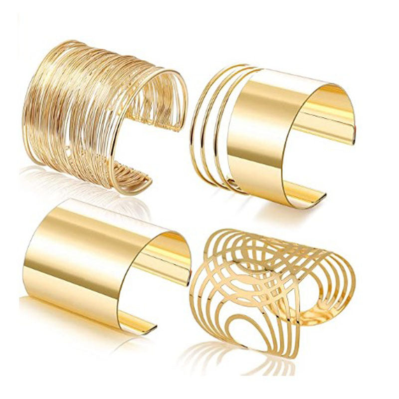 Wholesale  bracelet four-piece suit fashion exaggerated metal iron hollow bracelet