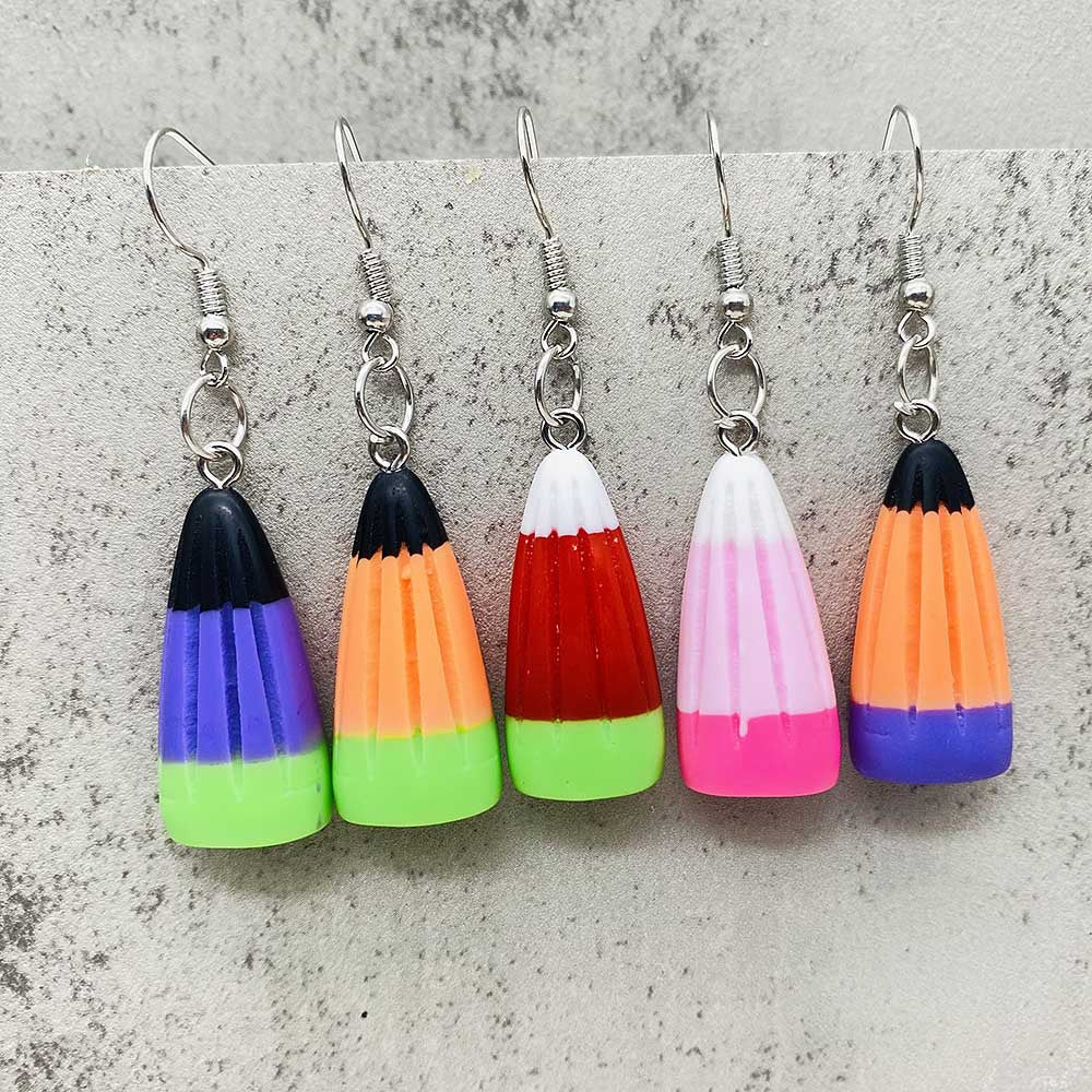 Wholesale Thanksgiving Halloween Colorful Three-Dimensional Corn Candy Pendant Earrings ACC-ES-ChenY073