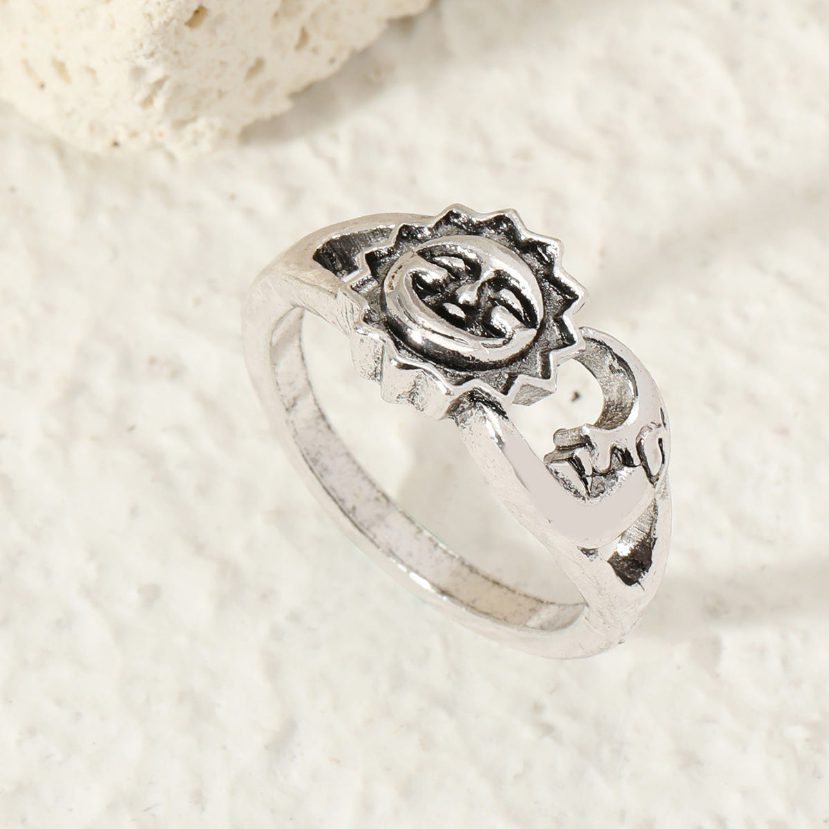 Wholesale Vintage Sun and Moon Stacked Diamond Open Rings Adjustable Rings ACC-RS-MY004