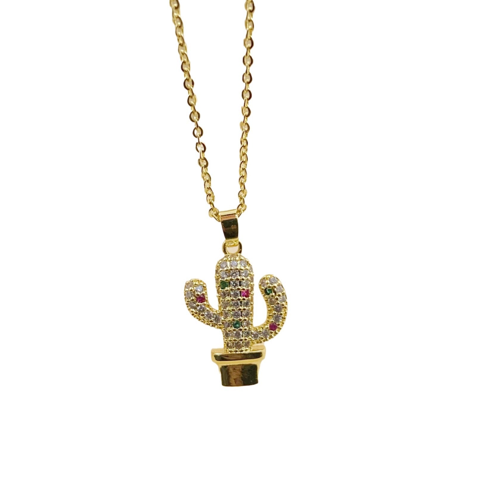 Wholesale Diamond Cactus Pendant Necklace