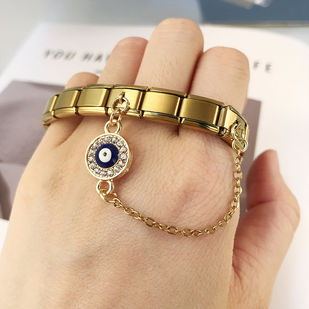 Wholesale  Italian Charm Bracelet 9mm DIY Devil' s Eye Hook Creative Stainless Steel Composable Bracelet
