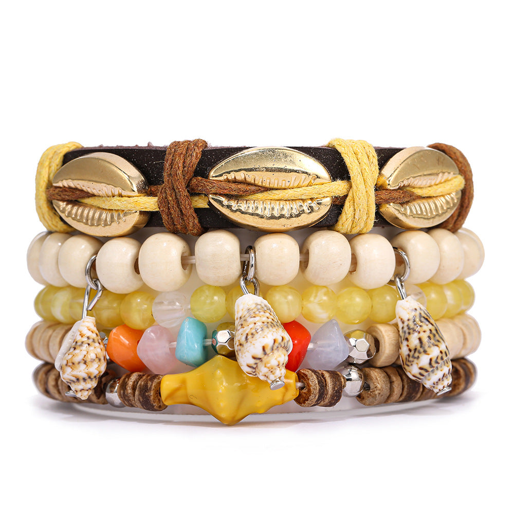 Wholesale Wooden turquoise evil eye heart and bull head beaded bracelet