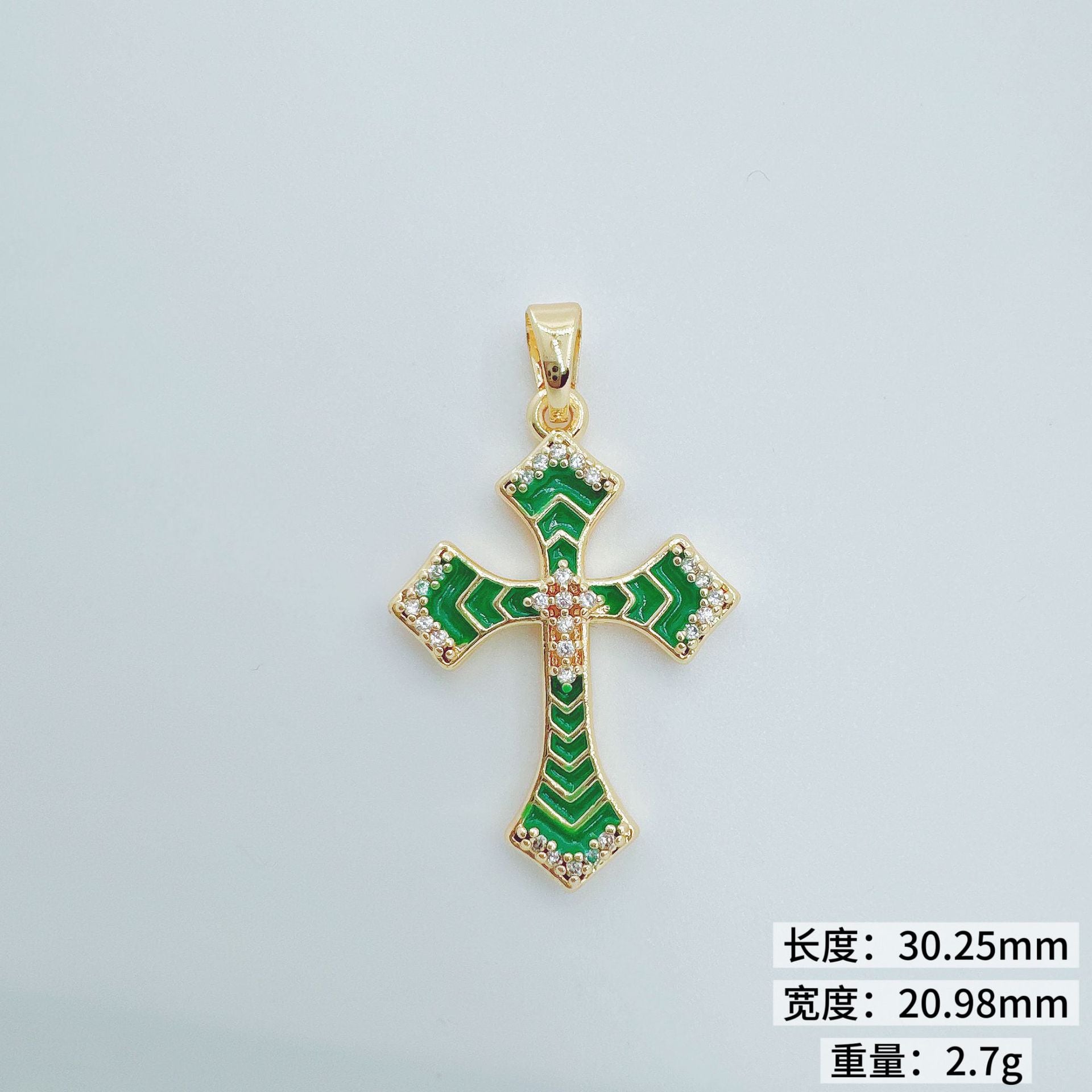 Wholesale Retro Cross Pendant Necklace Gold Plated Copper Zirconium Stylish Jewelry Accessory