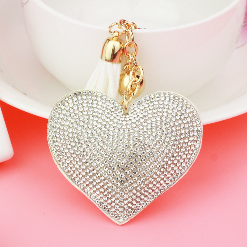 Wholesale 12pcs Heart Shape Hot Diamond Leather Keychain ACC-KC-DC001
