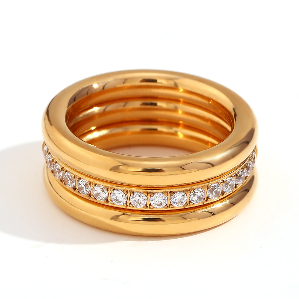 Wholesale Trendy Niche Design Stainless Steel 18K Gold Plated Zircon Jewelry Set,  Everyday Wear for Women