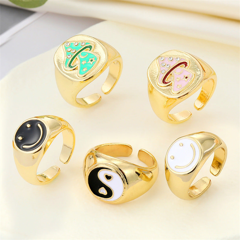 Wholesale Punk Style Rhinestone Heart Ring Geometric Women S Fashion Jewelry Party Accessory