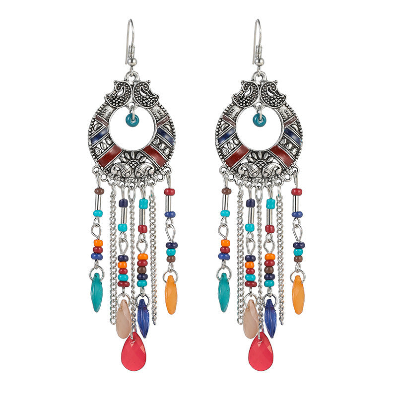 Wholesale alloy ethnic style long earrings