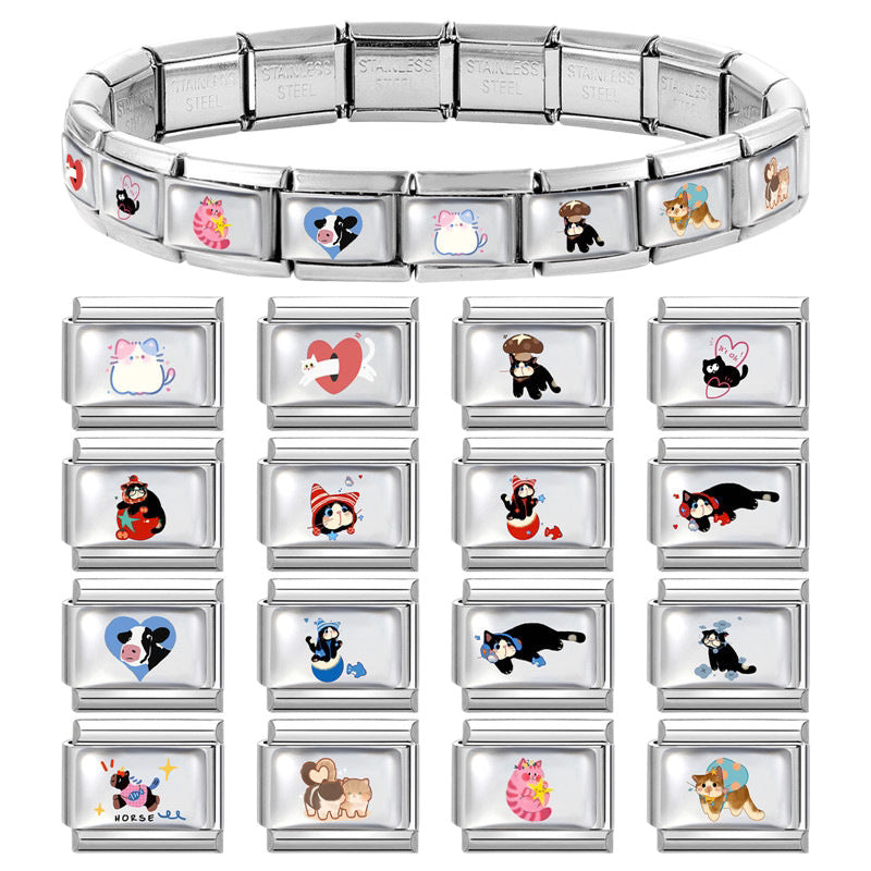Wholesale Italian Cartoon Cute Animal DIY Stainless Steel Splicing Bracelet – Fashion Jewelry Accessory Gift