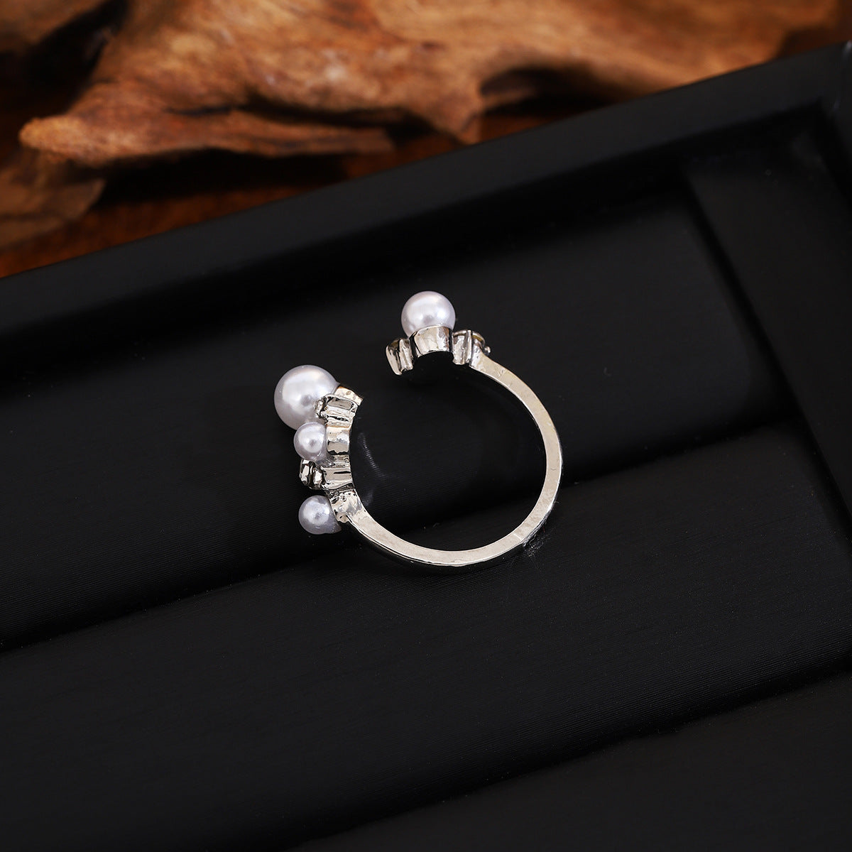 Wholesale Diamond Pearl Fashion Adjustable Opening Ring