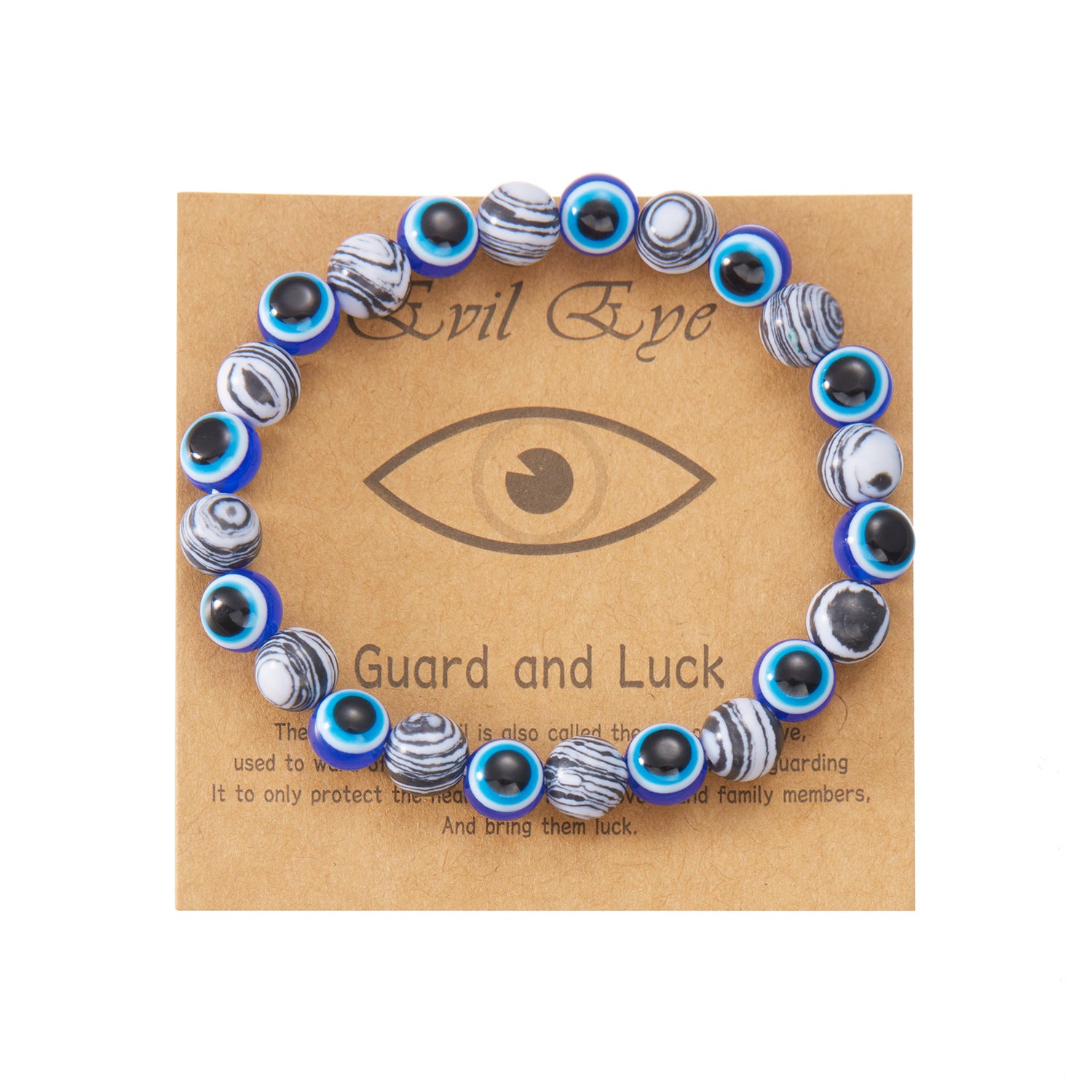 Wholesale  Evil Devil Eye Beaded  8mm  Beaded Stingy String Bracelet