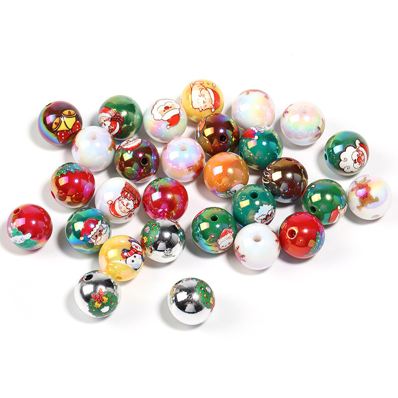 Wholesale 100pcs/pack christmas cartoon santa elk 16mm Acrylic Beads DIY Bead Accessories