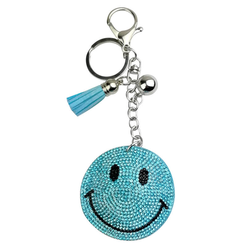 Wholesale Creative  velvet diamond-encrusted smiley face keychain