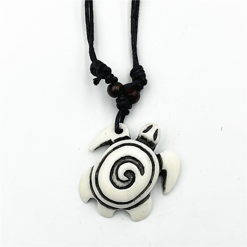 Wholesale Vintage Turtle Necklace Carved Turtle Pendant Resin Sweater Chain ACC-NE-ShuangDe001