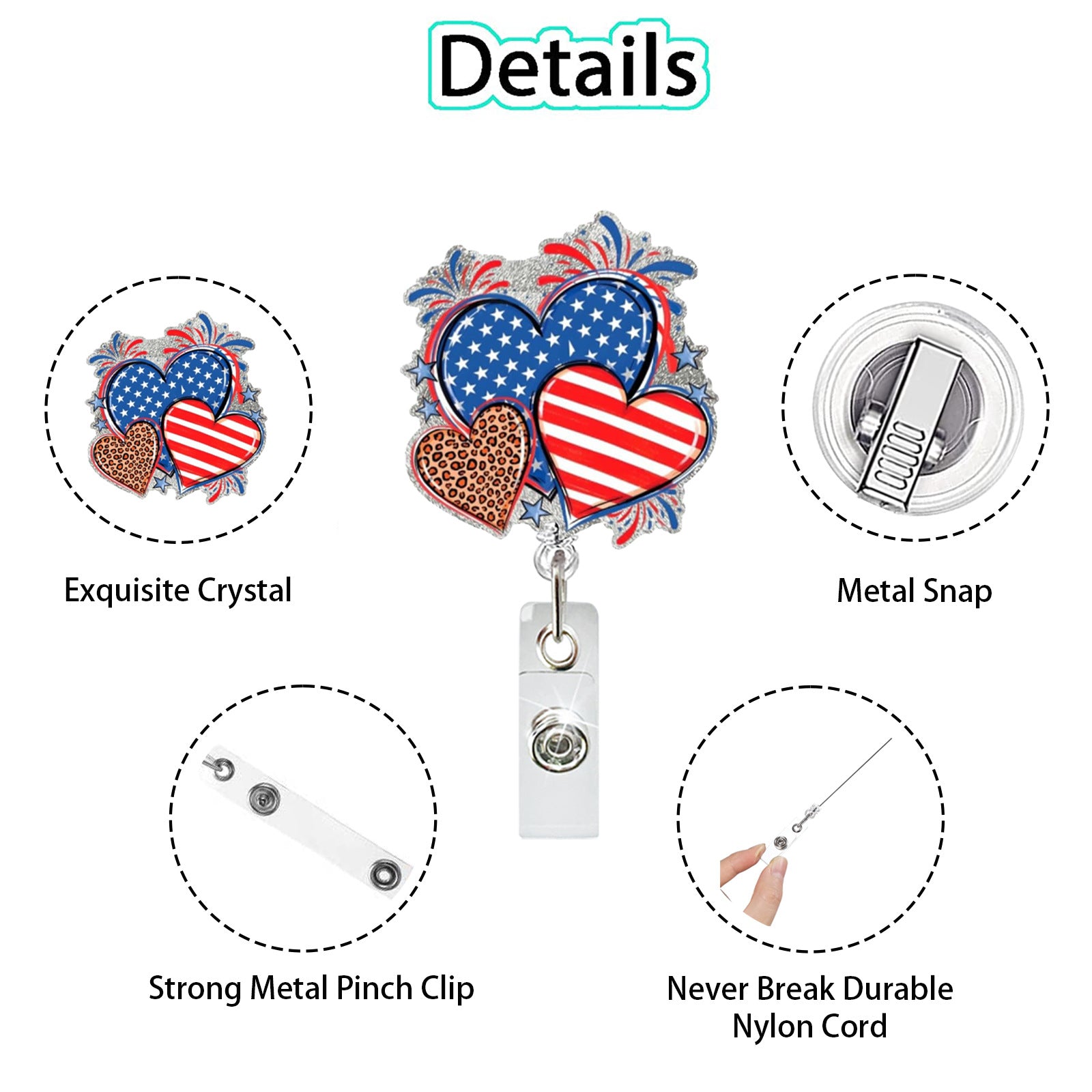 Wholesale ABS Retractable Badge Reel US 250th Anniversary Patriotic Theme Office ID Card Holder