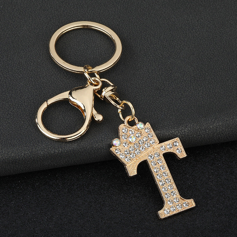 Wholesale  English letters encrusted diamond keychain