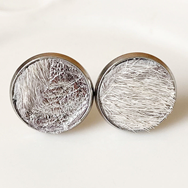 Wholesale 2pcs/ pack Stainless steel horsehair stud earrings