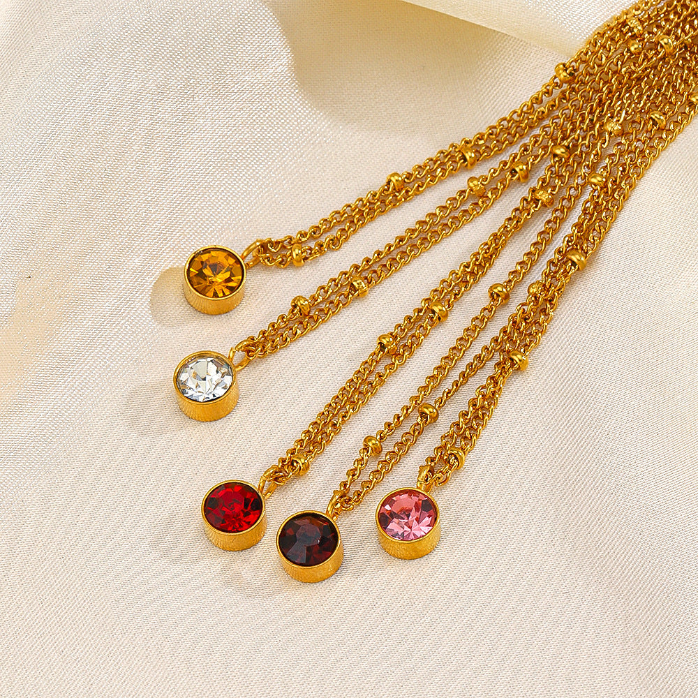 Wholesale December 18K Gold Stainless Steel Diamond Necklace