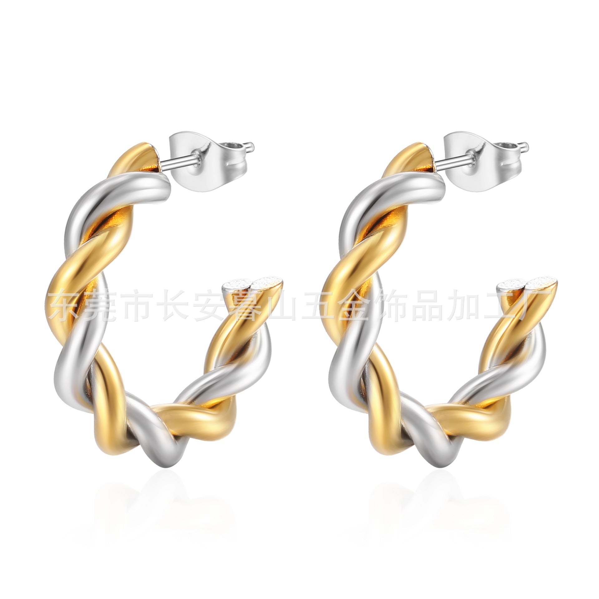 Wholesale Twisted Stainless Steel Light Luxury C-shaped Earrings ACC-ES-MuShan033