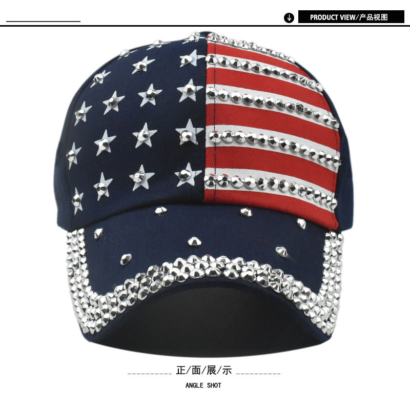 Wholesale  American flag stick  fashion Diamond cap