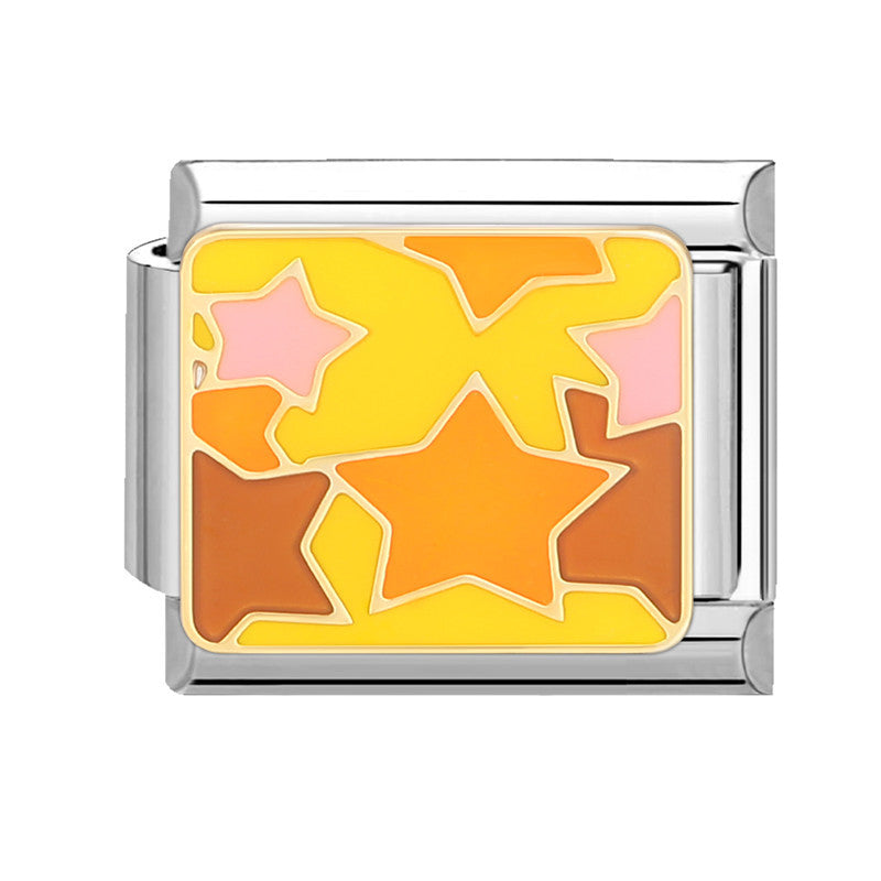 Wholesale Italian Beaded Bracelet 9mm DIY Splicing Removable Yellow Cartoon Series Stainless Steel Combinable Bracelet