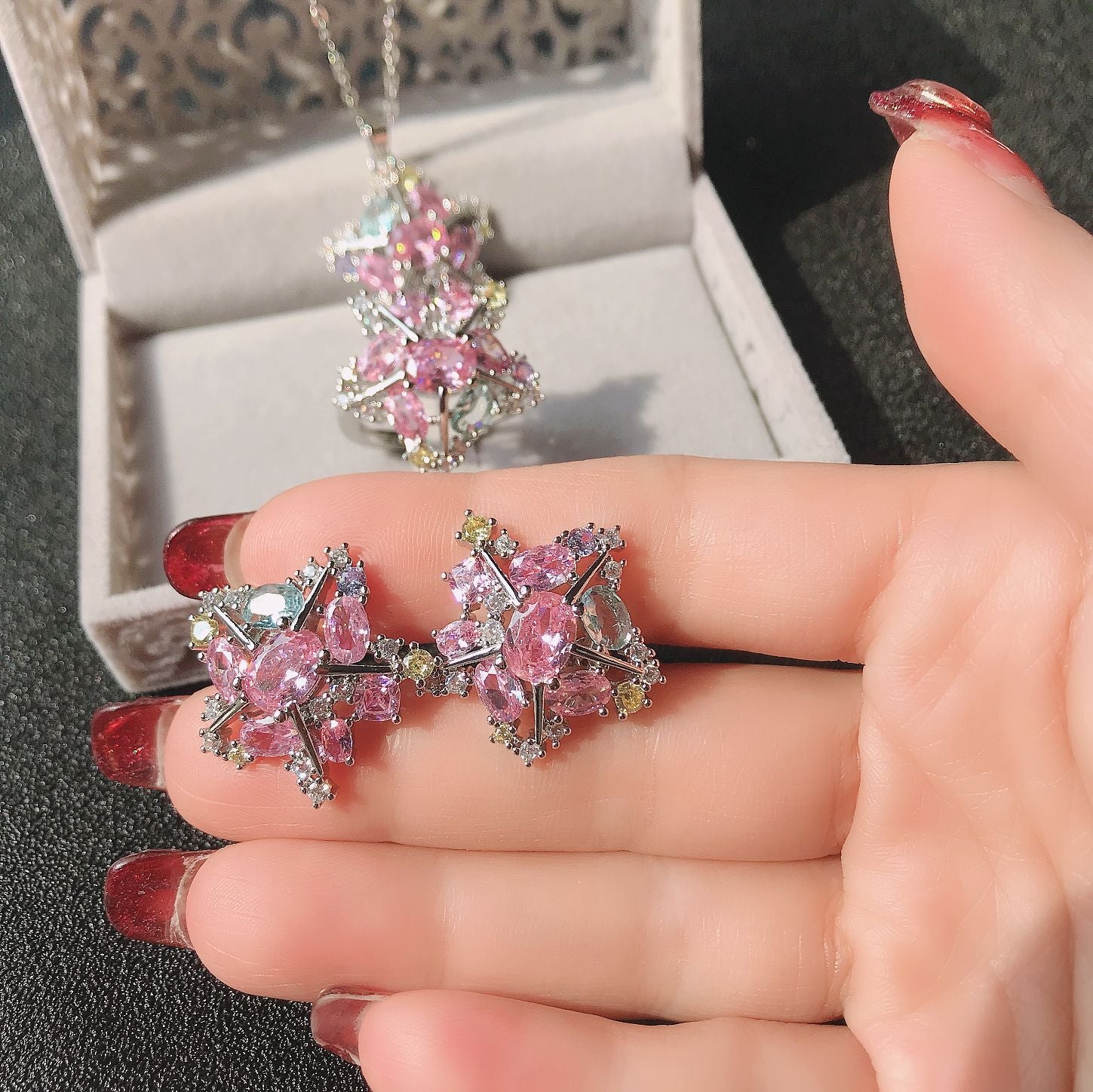 Wholesale Meteor Wishing Brilliant Set 18k Plated Micro-Inlaid Zirconium Sparkling Galaxy Ring ACC-RS-GeLeisi003