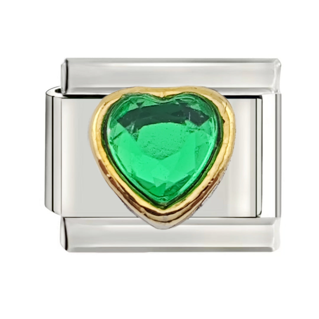 Wholesale Italian Charm Bracelet 9mm DIY  Heart-Shaped Gemstone Series Creative Stainless Steel Composable Bracelet