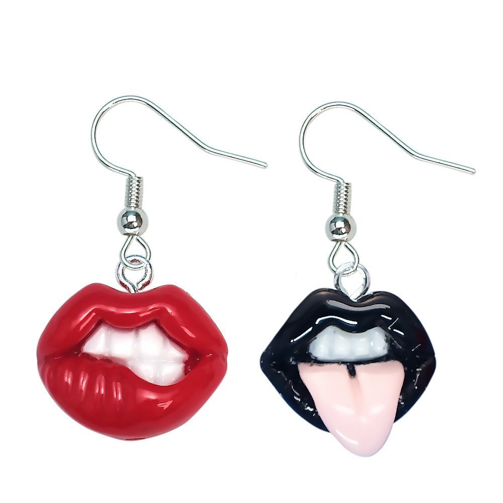 Wholesale wizard lips flame red lip Earrings
