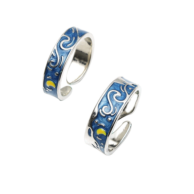 Wholesale Vintage Oil Drop Ring Two-Piece Set ACC-RS-KaiQing002